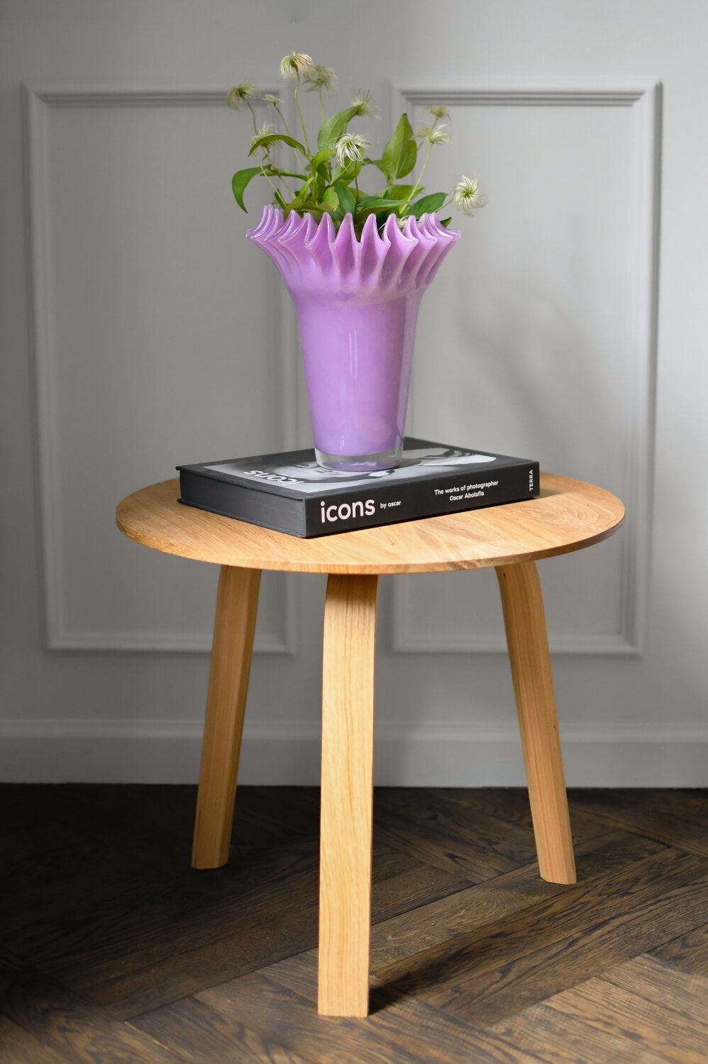 Vase med waffle kant, lilla - H22cm